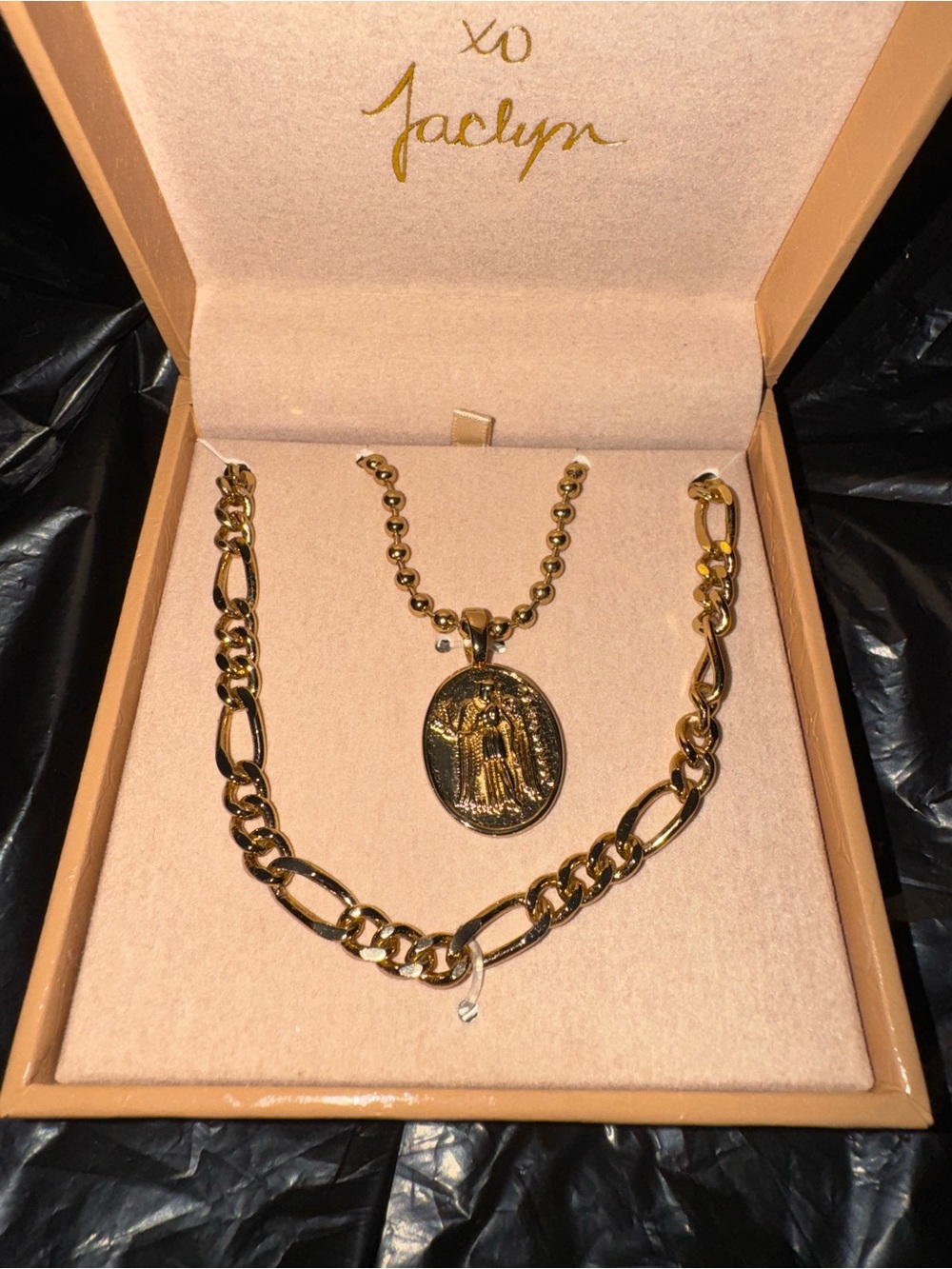 Gold-Tone Angel Medallion Necklace and Chain Set